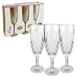 Conjunto de taça de vidro para champagne safira 189ml com 03 peças