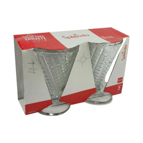 Conjunto para sobremesa taça de vidro 300ml com 2 peças splendo