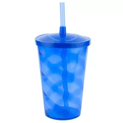 Copo acrílico com canudo euphoria 700ml azul neon neoplas