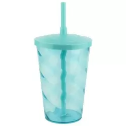 Copo acrílico com canudo euphoria 700ml azul tiffany transparente Neoplas