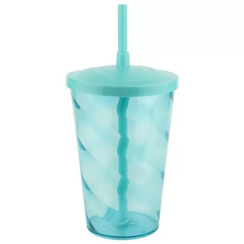 Copo acrílico com canudo euphoria 700ml azul tiffany transparente Neoplas