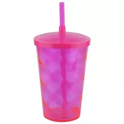 Copo acrílico com canudo euphoria 700ml rosa neon Neoplas