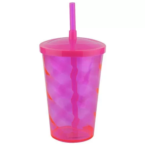 Copo acrílico com canudo euphoria 700ml rosa neon Neoplas