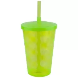 Copo acrílico com canudo euphoria 700ml verde neon Neoplas