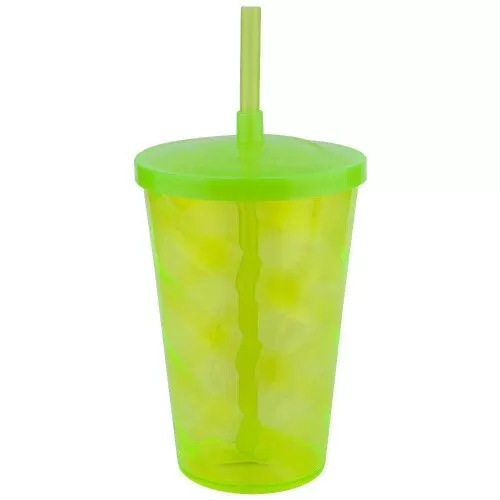 Copo acrílico com canudo euphoria 700ml verde neon Neoplas