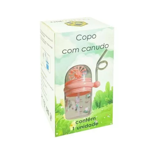 Copo acrílico com canudo infantil interativo 250ml Golden Rio