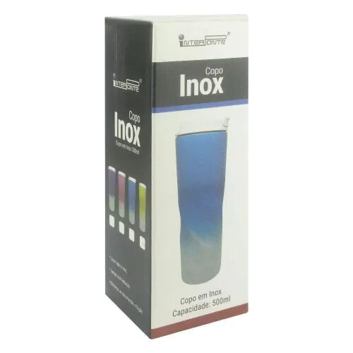 Copo de inox 500ml degrade sortido com tampa Interponte