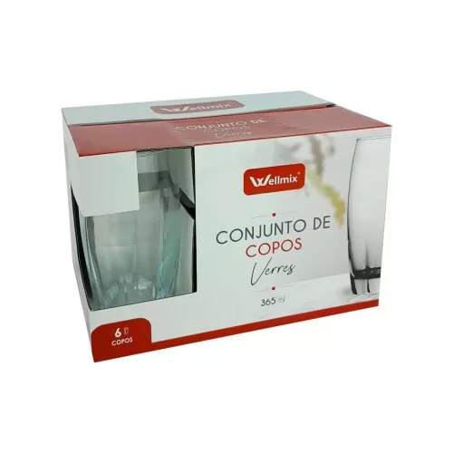 Copo de vidro Verres transparente 365ml 06 unidades Wellmix