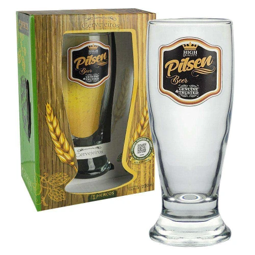 Copo de vidro para chopp 220ml decorado cervejeiros hercos