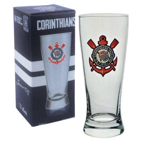 Copo de vidro tulipa para chopp 300ml corinthians allmix