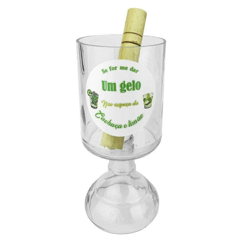 Copo para caipirinha de vidro 600ml pedestal e socador