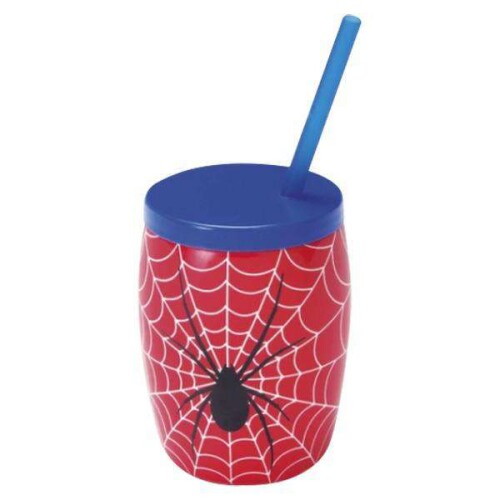 Copo plástico com canudo 300ml bojudo Aranha Injetemp