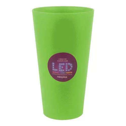 Copo plástico com luz led eko 500ml verde neon Neoplas