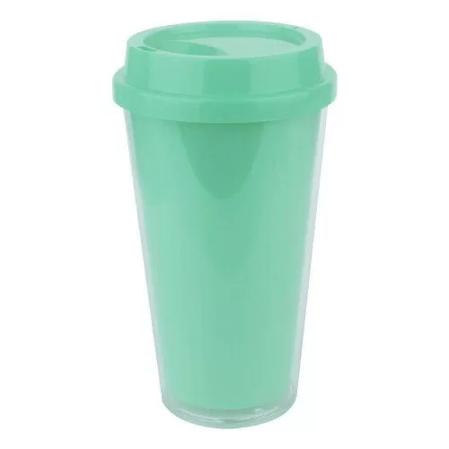 Copo plástico com tampa bucks 500ml verde tiffany Neoplas