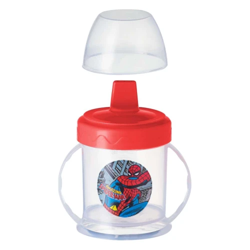 Copo plástico infantil com alça e bico suspiro 220ml Marvel Plasduran