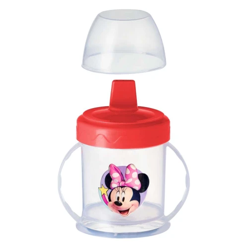 Copo plástico infantil com alça e bico suspiro 220ml Minnie Plasduran