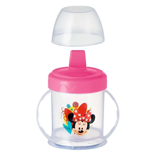 Copo plástico infantil com alça e bico suspiro 220ml Minnie Plasduran