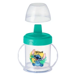 Copo plástico infantil com alça e bico suspiro 220ml Stitch Plasduran