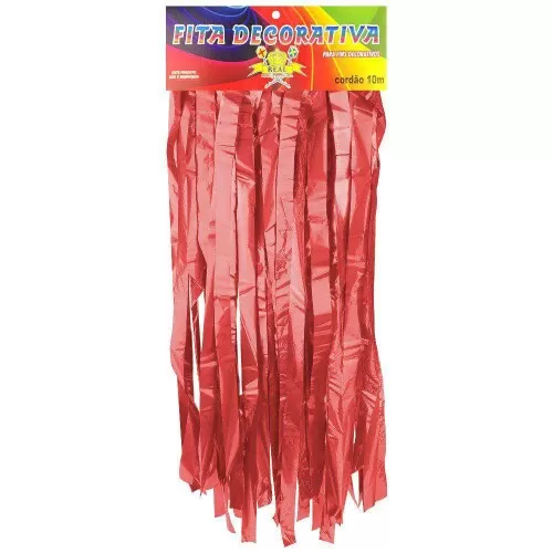 Cordão de fita metaloide vermelho 10mt Real Seda