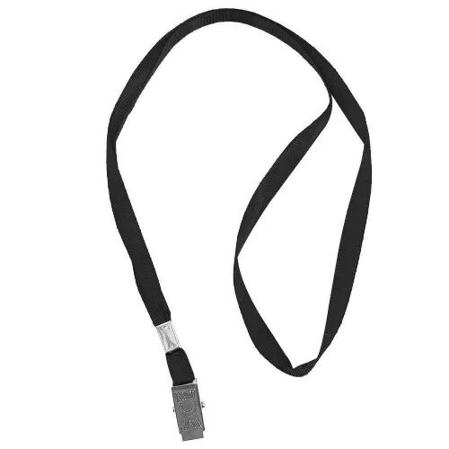 Cordão para crachá com presilha tecido 40cm preto Dac