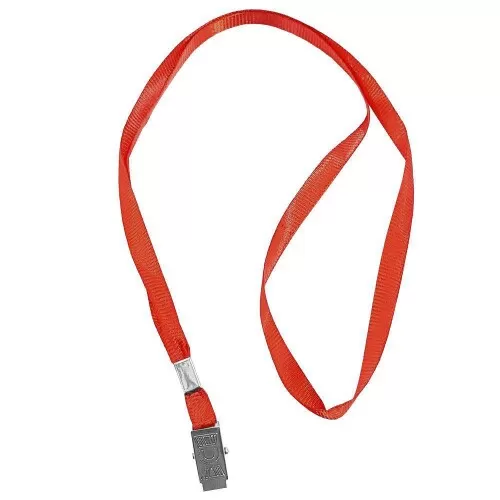 Cordão para crachá com presilha tecido 40cm vermelho Dac