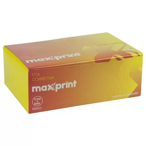 Corretivo em fita 5mm x 6mt caixa com 12 unidades Maxprint