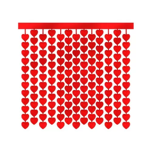 Cortina coração 100 x 200 centímetros vermelha