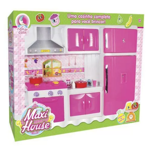 Cozinha Max House com fogão e geladeira 65cm Lua de Cristal