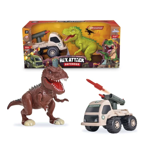 Dinossauro T-rex Attack Defender com acessórios Adijomar