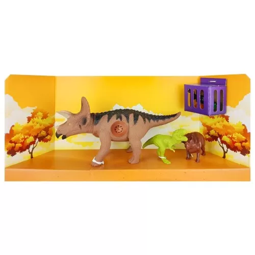 Dinossauro de borracha Triceratops 36cm com som + dinossauros Adijomar