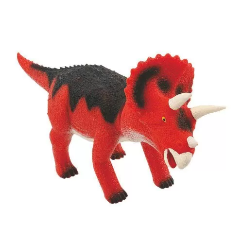 Dinossauro de borracha Triceratops 36cm com som + dinossauros Adijomar