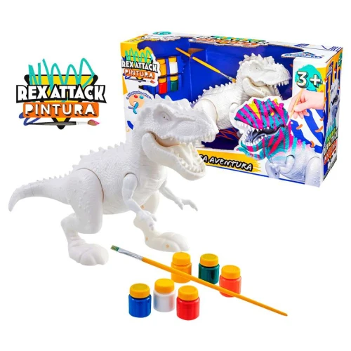 Dinossauro para pintura Rex Attack com Acessórios Adijomar