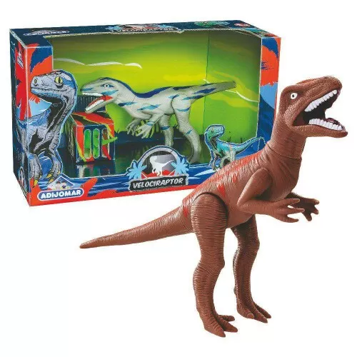 Dinossauro velociraptor de borracha com som 03 peças Adijomar