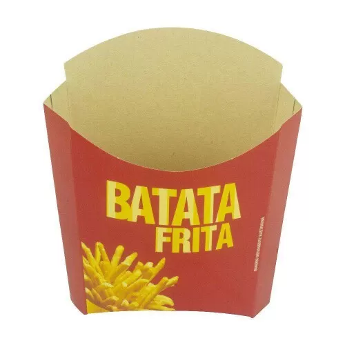 Embalagem papelão para batata frita delivery vermelha com 50 unidades 52 Gráfica