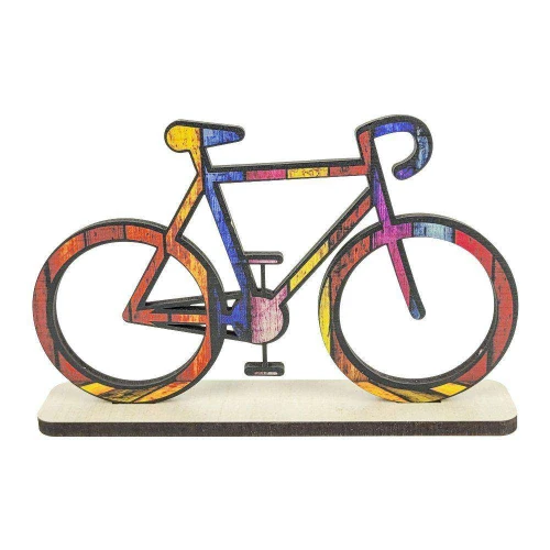 Enfeite de madeira bicicleta colorida 11x17cm