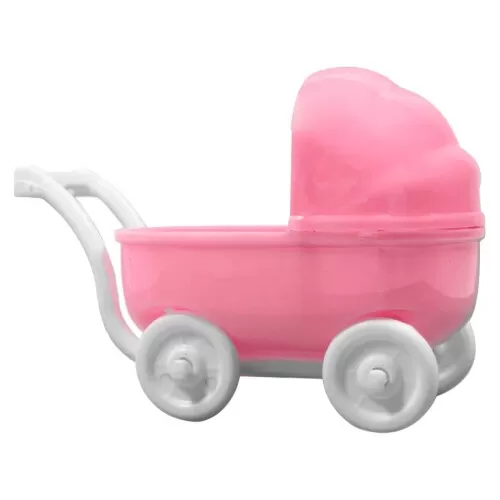 Enfeite carrinho de bebê rosa com 06 unidades Massari