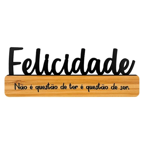 Enfeite placa de bambu palavra com frase 27x9cm Toquinho Jr