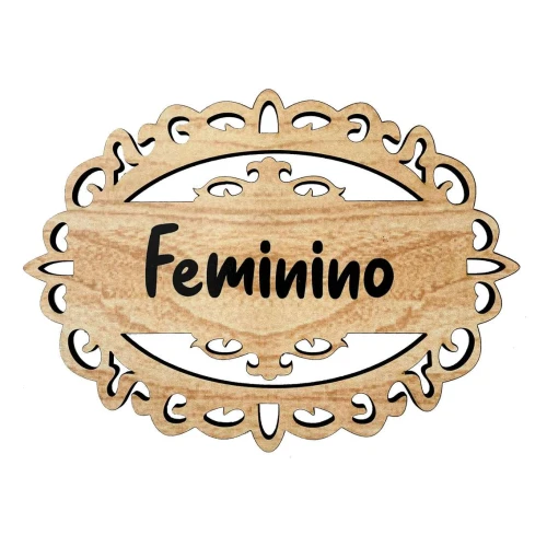 Enfeite placa de madeira 17x13cm Feminino Toquinho Jr