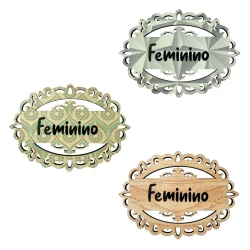 Enfeite placa de madeira 17x13cm Feminino Toquinho Jr