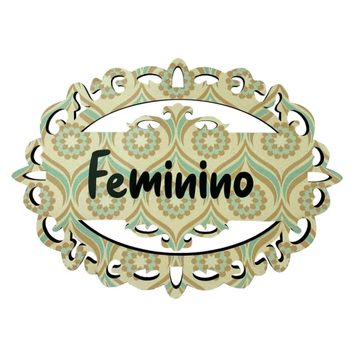 Enfeite placa de madeira 17x13cm Feminino Toquinho Jr