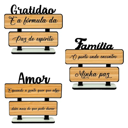 Enfeite placa de madeira frases 17x22cm Toquinho Jr