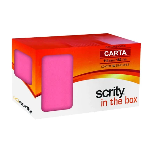 Envelope colorido 114x162mm rosa choque com 100 unidades Scrity