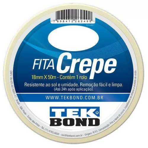 Fita crepe 18mmX50mt branca Tek Bond