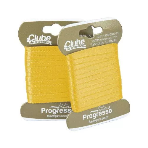 Fita de cetim duplo 10mt x 04mm amarelo gema 763 Progresso T900