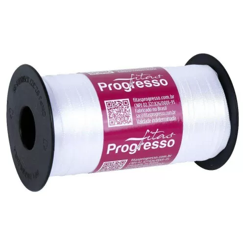 Fita de cetim simples 100mt x 07mm branco 201 Progresso CF001