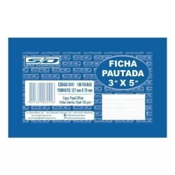 Ficha pautada 3x5 bloco com 100 127x076MM São Domingos