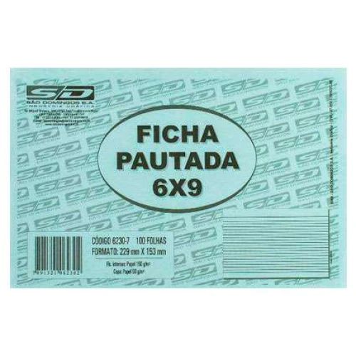 Ficha pautada 6x9 229x152mm com 100 unidades São Domingos