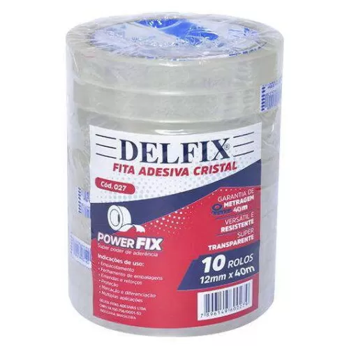 Fita adesiva transparente 12mmX40mt com 10 unidades Delfix