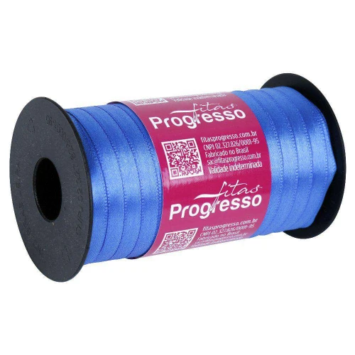 Fita de cetim simples 100mt x 07mm azul royal 214 Progresso CF001