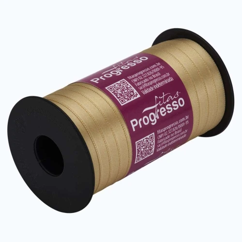 Fita de cetim simples 100mt x 07mm ouro 228 Progresso CF001